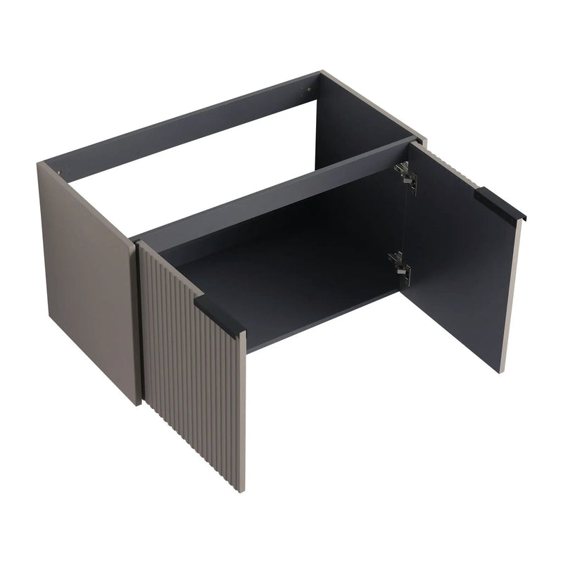 Contemporary Wall Mounted Bathroom Vanity With Resin Double Sink