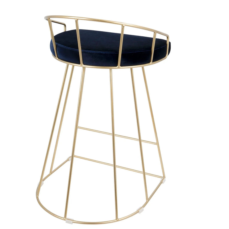 Canary - Contemporary / Glam Counter Stool (Set of 2) - Gold / Blue by Unique Piece Furniture