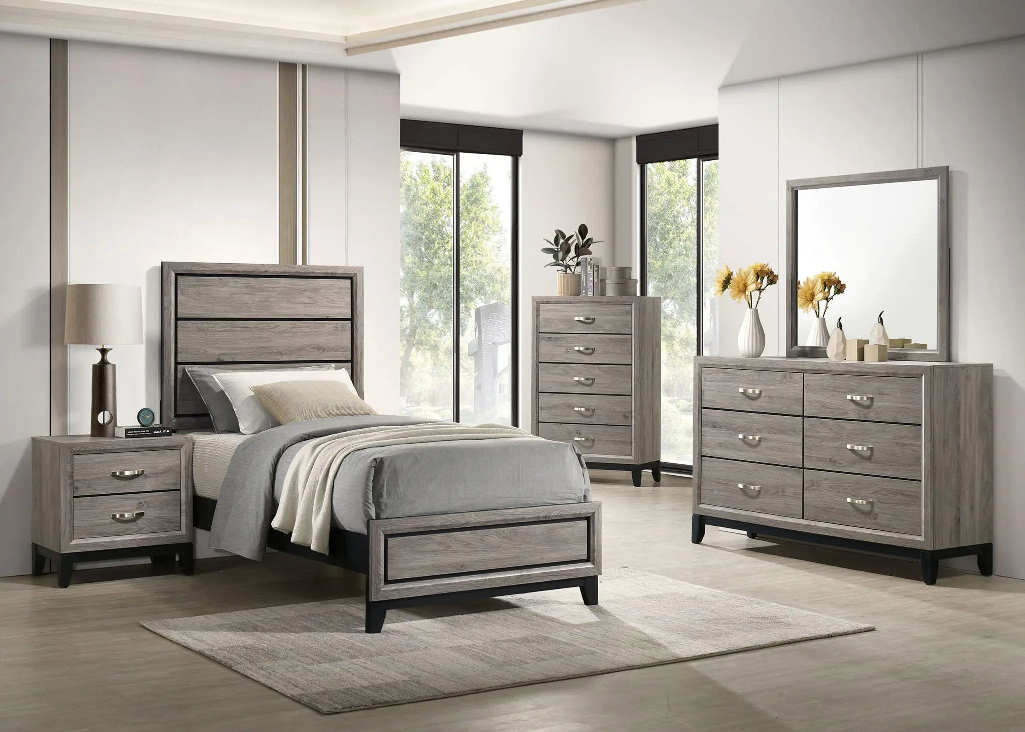 Watson Five-piece Twin Bedroom Set Light Taupe by Unique Piece Furniture