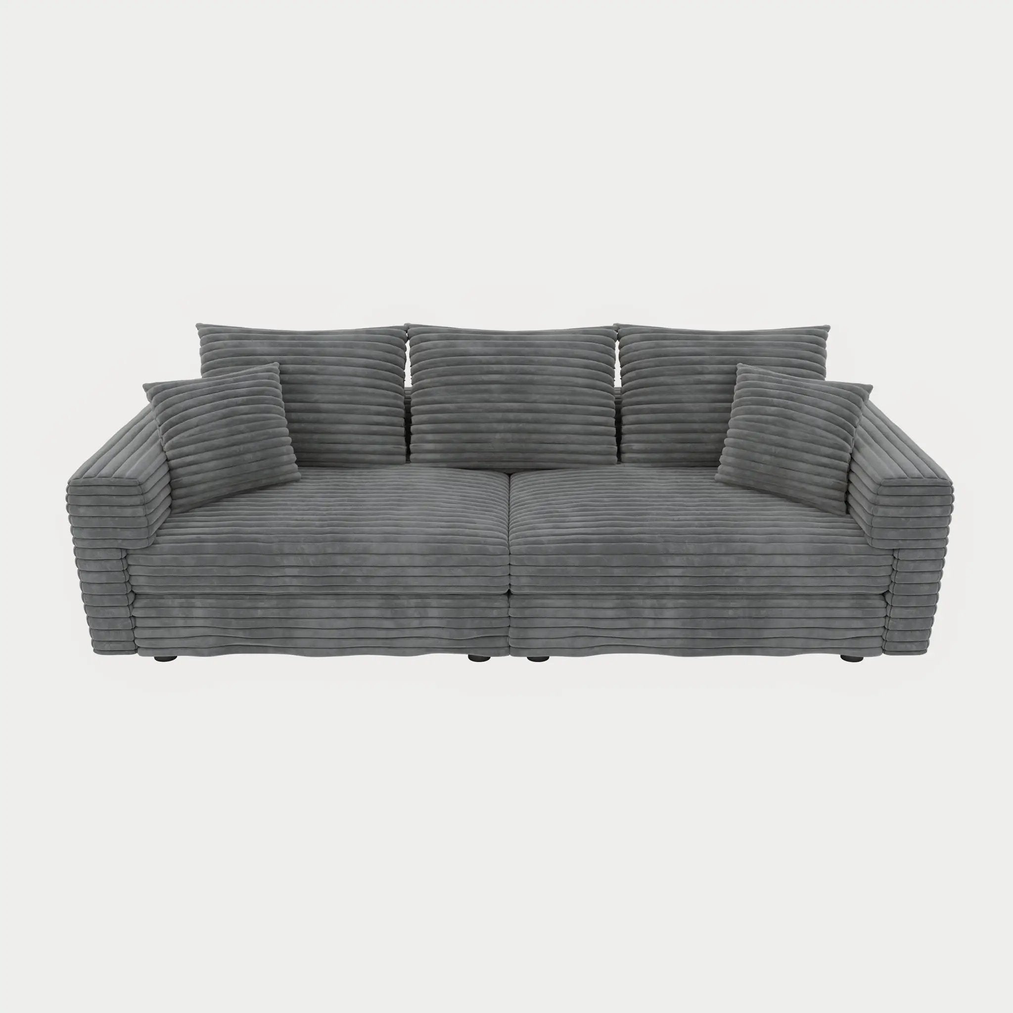 Deep Seat Convertible Sofa With Soft Pillows And Ottomans