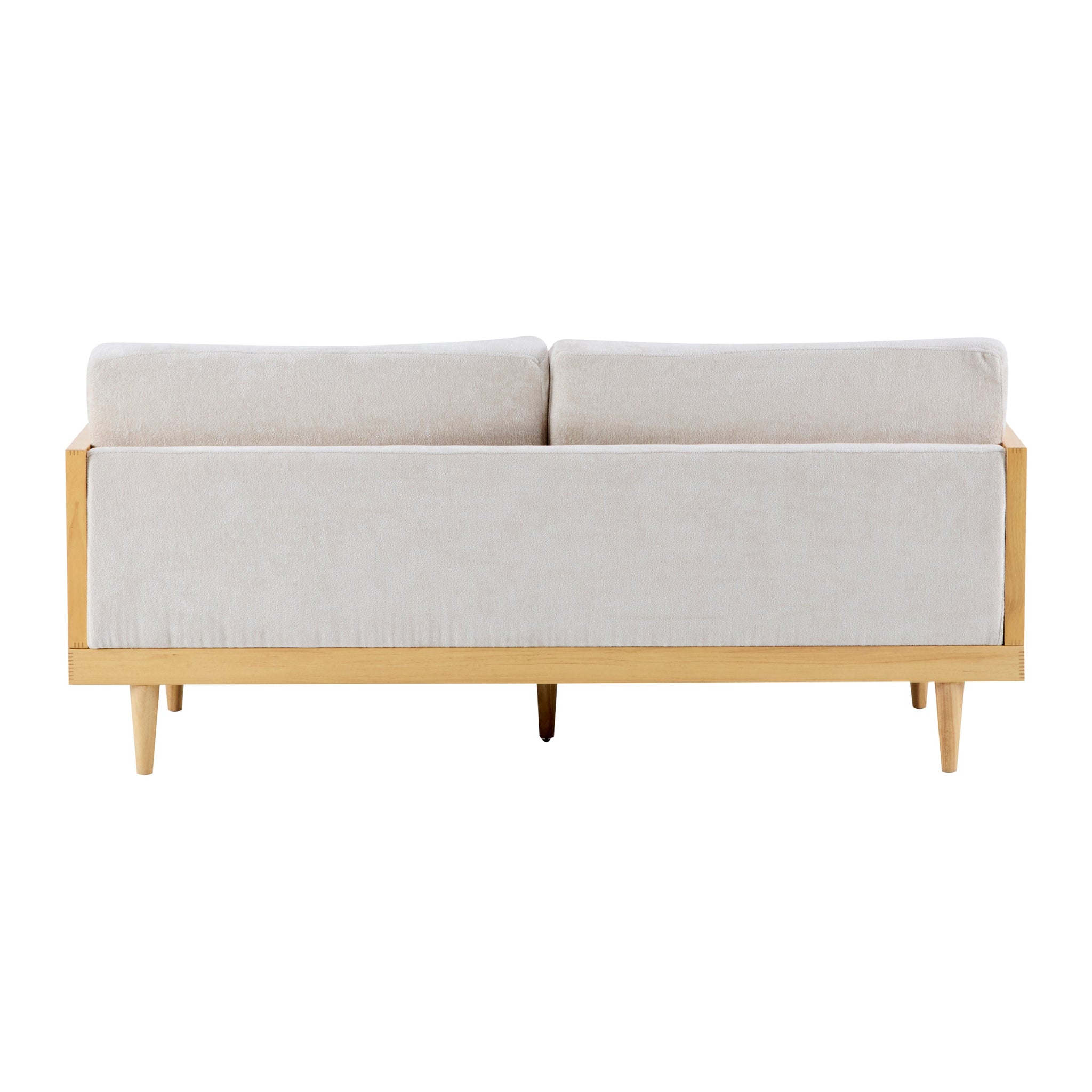 Emir 72" Square Arm 3-Seater Boucle Sofa with Cane Rattan and Wooden Frame by HouseOfZazla