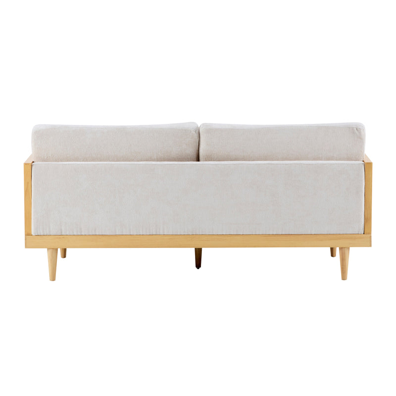 Emir 72" Square Arm 3-Seater Boucle Sofa with Cane Rattan and Wooden Frame by HouseOfZazla