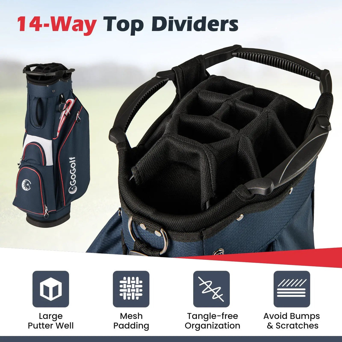 Golf Cart Bag Lightweight Portable Golf Club Organizer Bag, photo 6 of 16