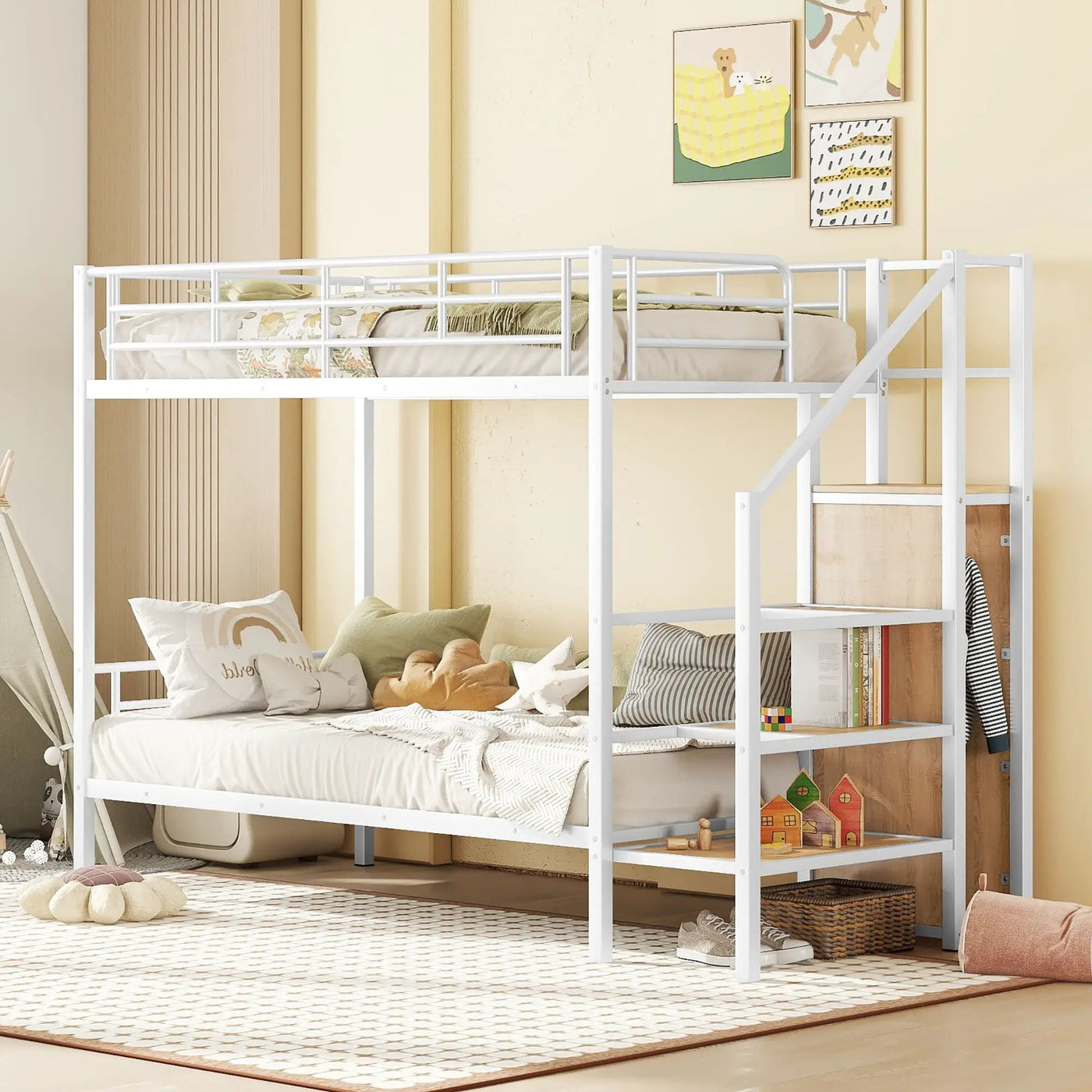 Bunk Bed With Lateral Storage Ladder And Wardrobe by Unique Piece Furniture