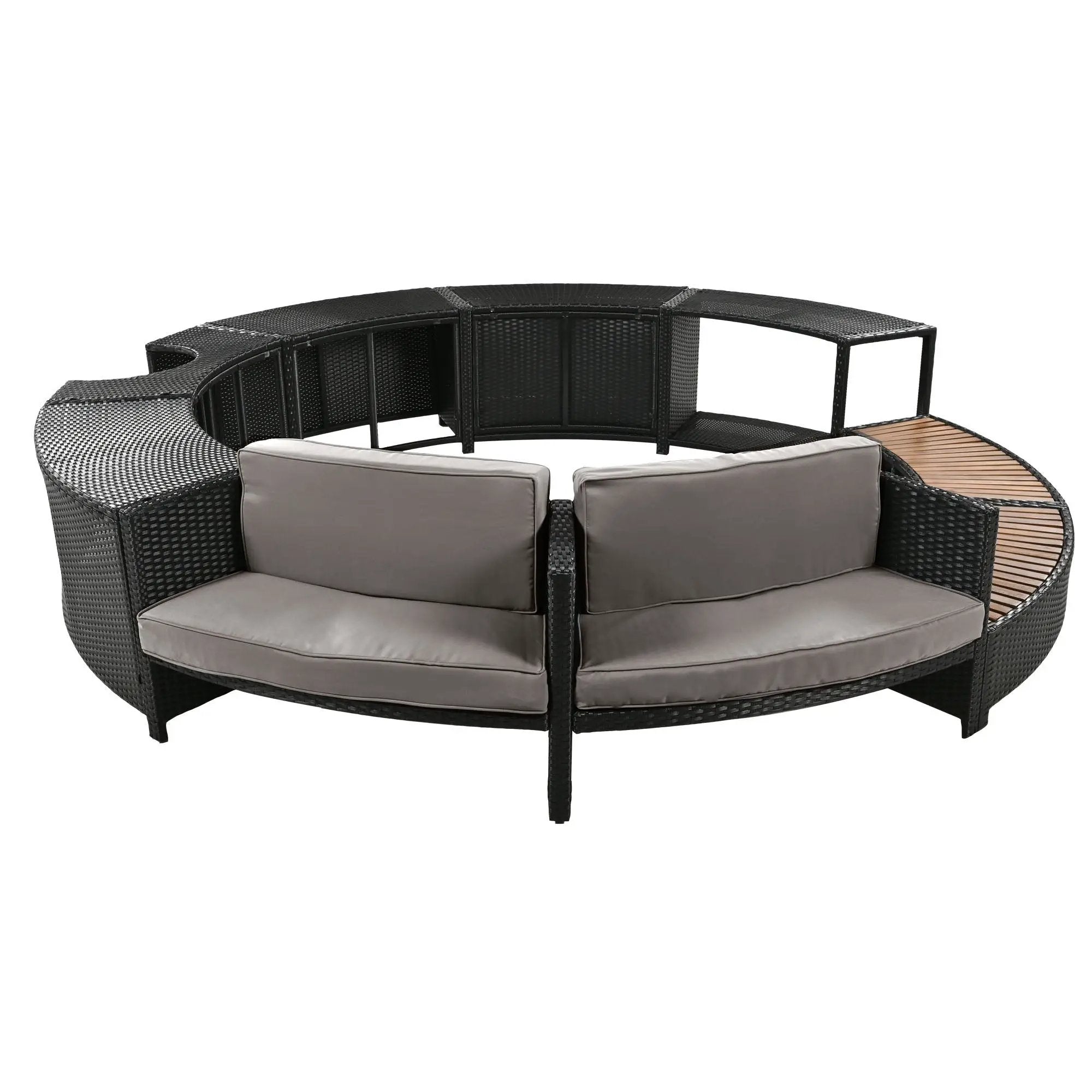 Spa Surround Spa Frame Patio Rattan Sofa Set With Storage Spaces, Mini Sofa And Comfortable Cushion For Patio, Backyard by HouseOfZazla