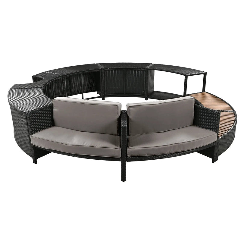 Spa Surround Spa Frame Patio Rattan Sofa Set With Storage Spaces, Mini Sofa And Comfortable Cushion For Patio, Backyard by HouseOfZazla