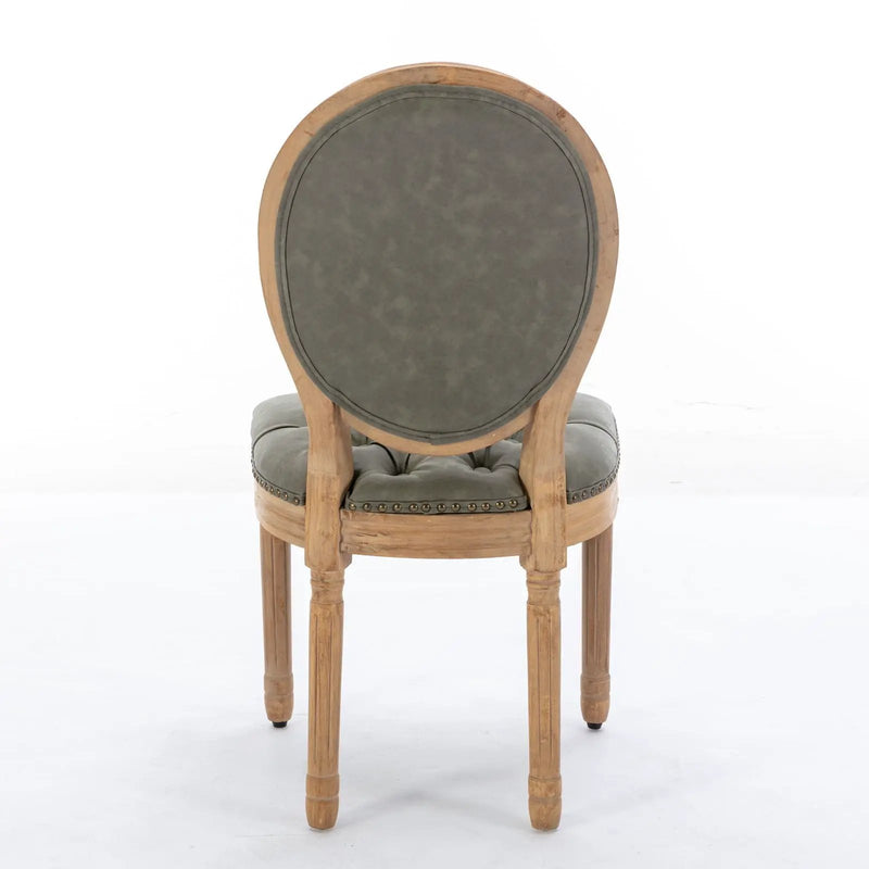 French Style Solid Wood Frame Antique Painting, Hand-Pulled Buckle Decoration Artificial Dining Chair With Nailhead Trim, Wood Legs by HouseOfZazla