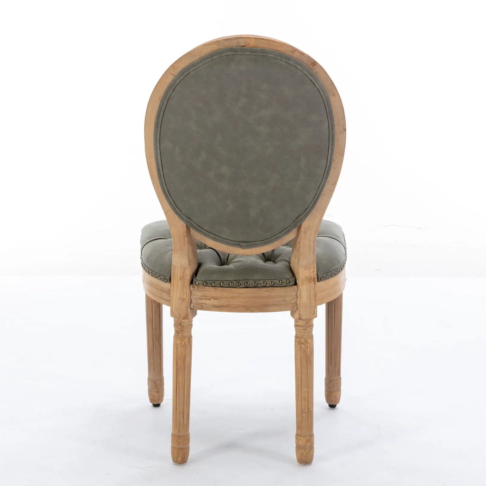 French Style Solid Wood Frame Antique Painting, Hand-Pulled Buckle Decoration Artificial Dining Chair With Nailhead Trim, Wood Legs by Unique Piece Furniture