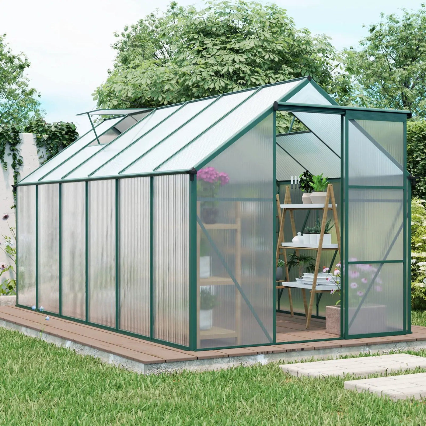 Polycarbonate house Raised Base And Anchor Aluminum Heavy Duty Walk-In houses For Outdoor Backyard In All Season by HouseOfZazla