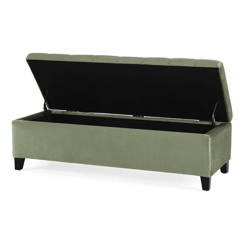 Wendover Elegant Tufted Storage Bench With Lift-Up Top And Birch Wood Legs by HouseOfZazla