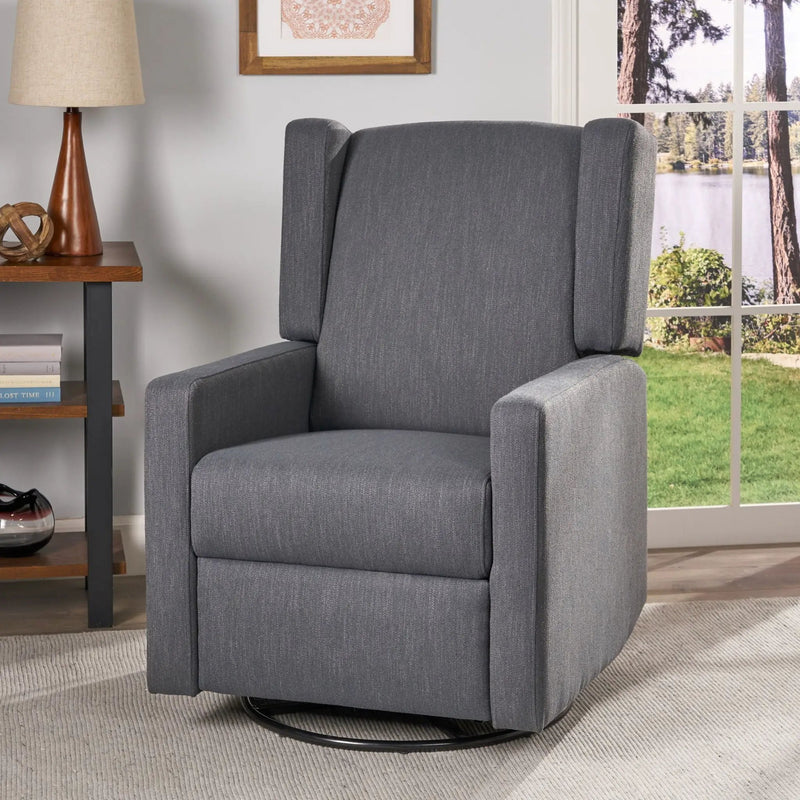 Landau Contemporary Fabric Upholstered Swivel Recliner by Unique Piece Furniture