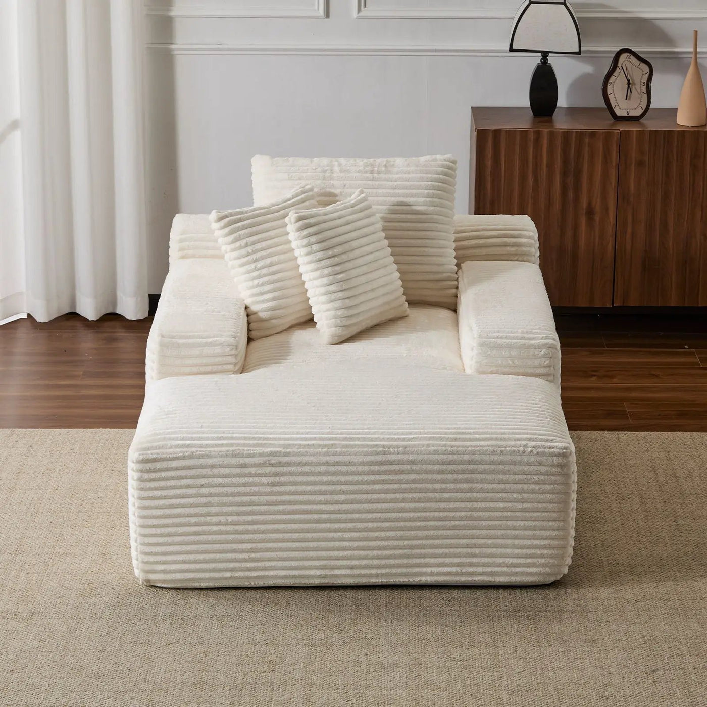 Oversized Chaise Lounge Chair Cozy Cloud Couch With 3 Throw Pillows And Wide Armrest by HouseOfZazla
