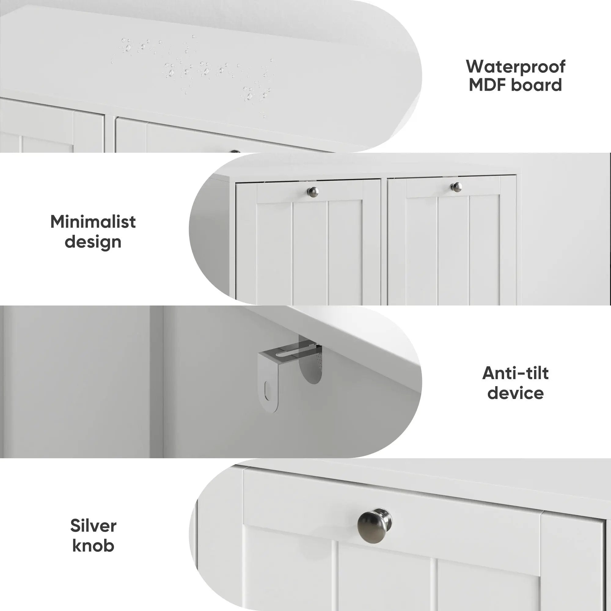 Tilted Laundry Hamper With Removable Basket, Hidden Storage Cabinet, Home Organizer For Bathroom - White by HouseOfZazla