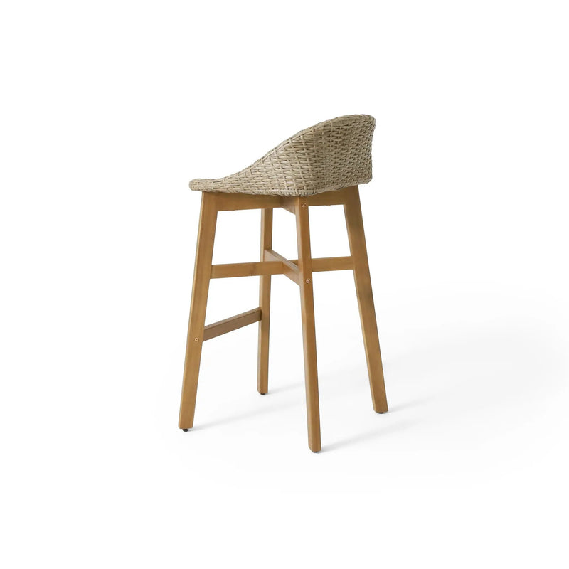 Beeson Outdoor Wicker and Acacia Wood Barstools Set, Water Resistant - Brown by HouseOfZazla