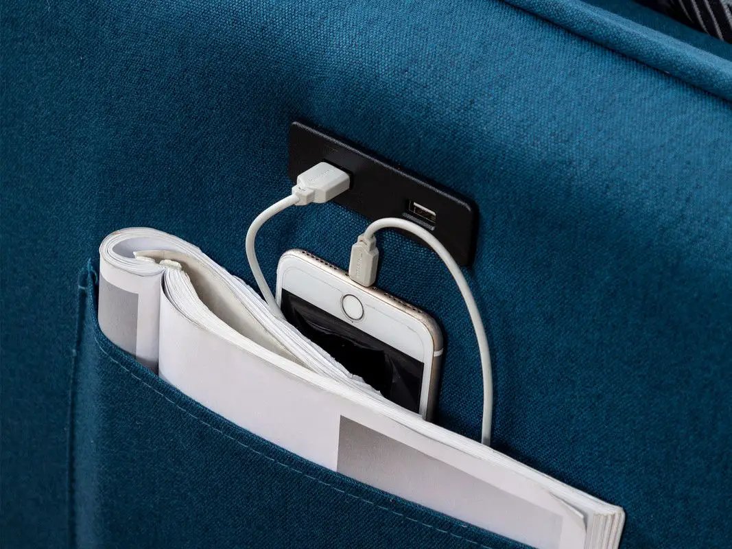 Mia - Sectional Sofa Chaise With USB Charger And Pillows by Unique Piece Furniture