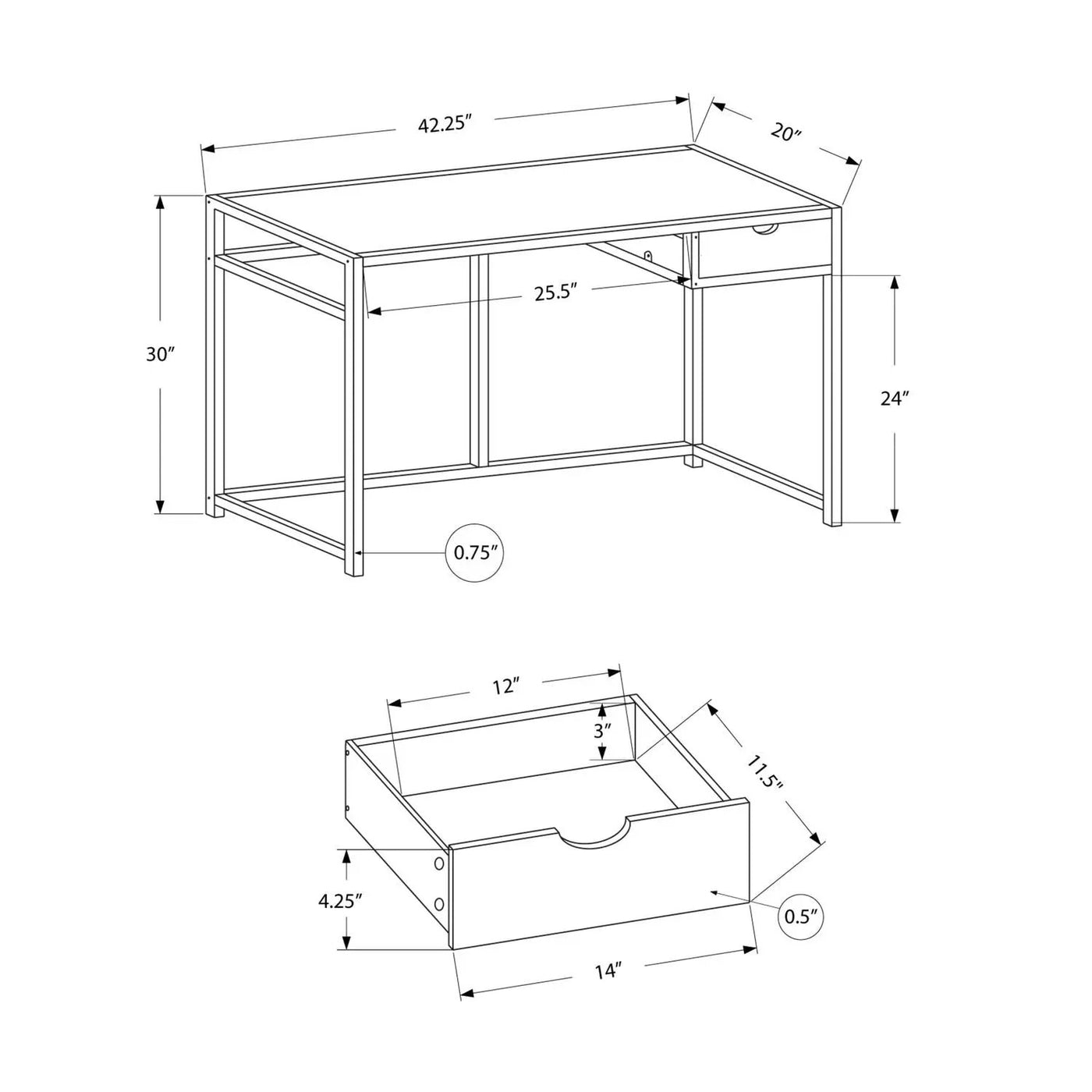 Computer Desk For Home Office, Laptop, 1 Storage Drawer, Contemporary & Modern by Unique Piece Furniture