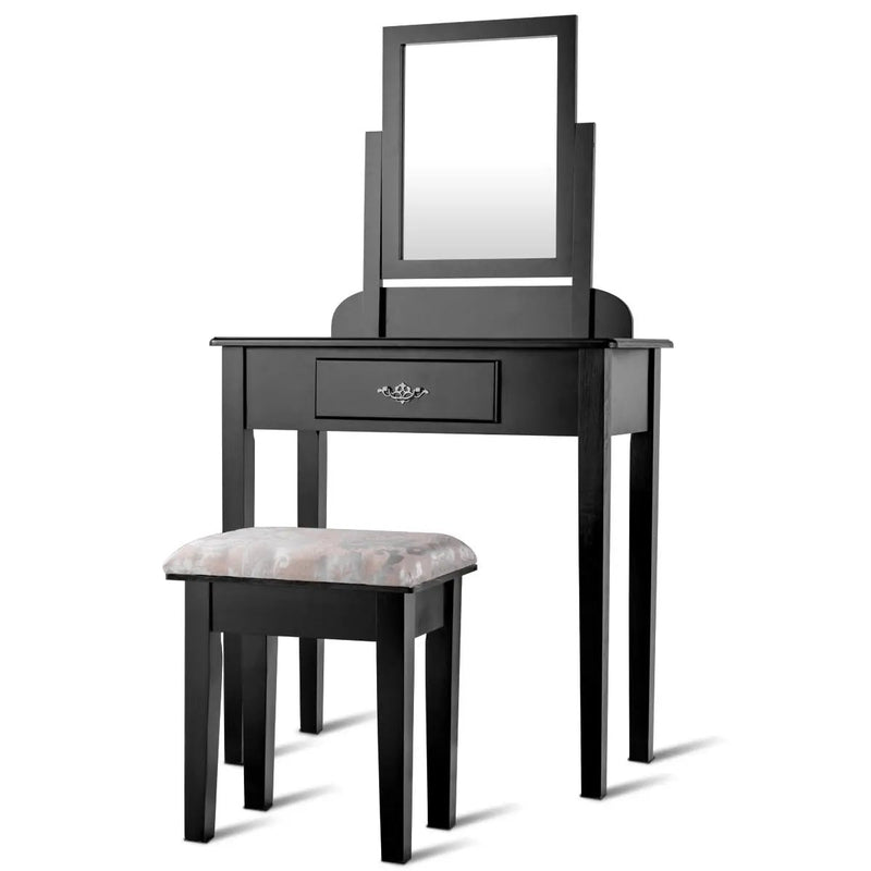 Vanity Dressing Table Stool Set with Large Makeup Mirror by DirectDeals