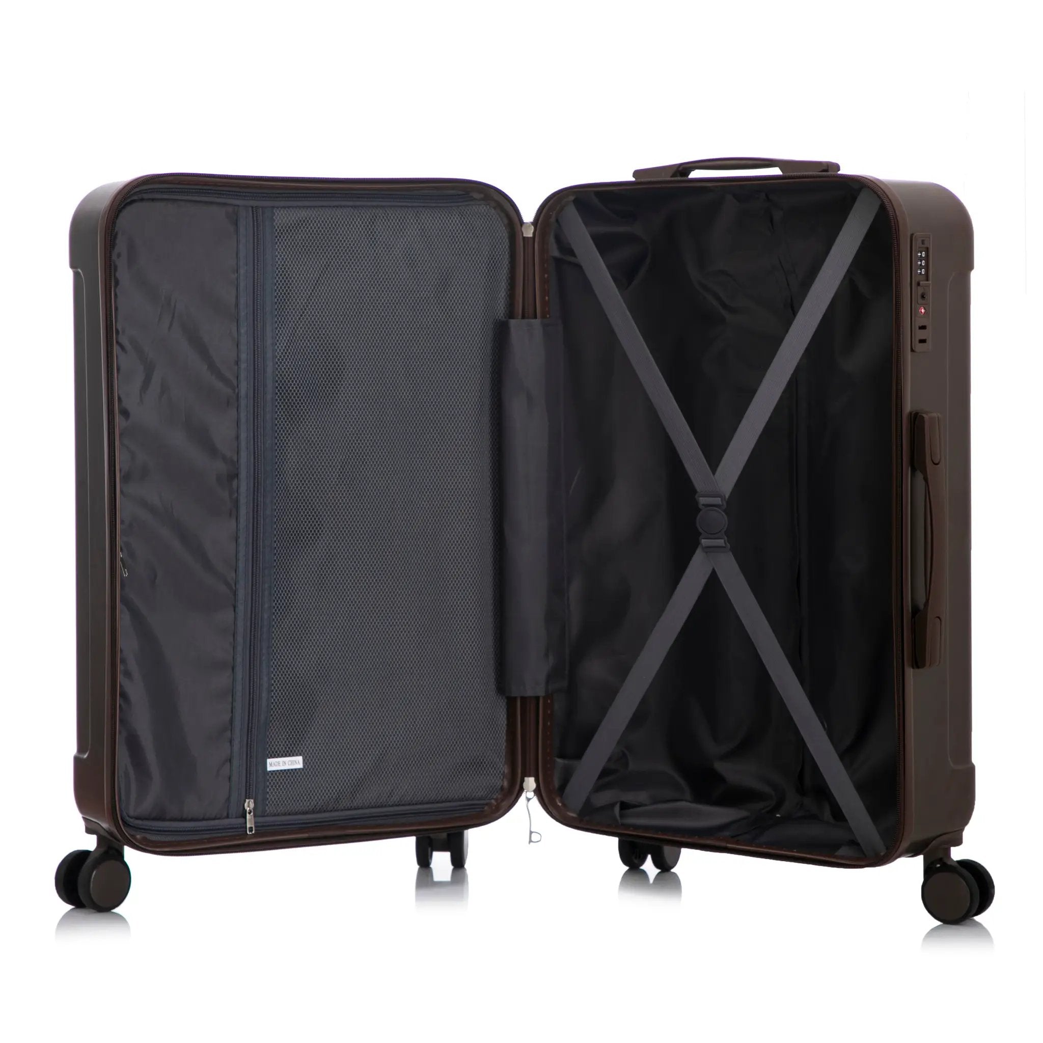 3 Piece ABS Spinner Wheel Luggage Set (Brown) by HouseOfZazla
