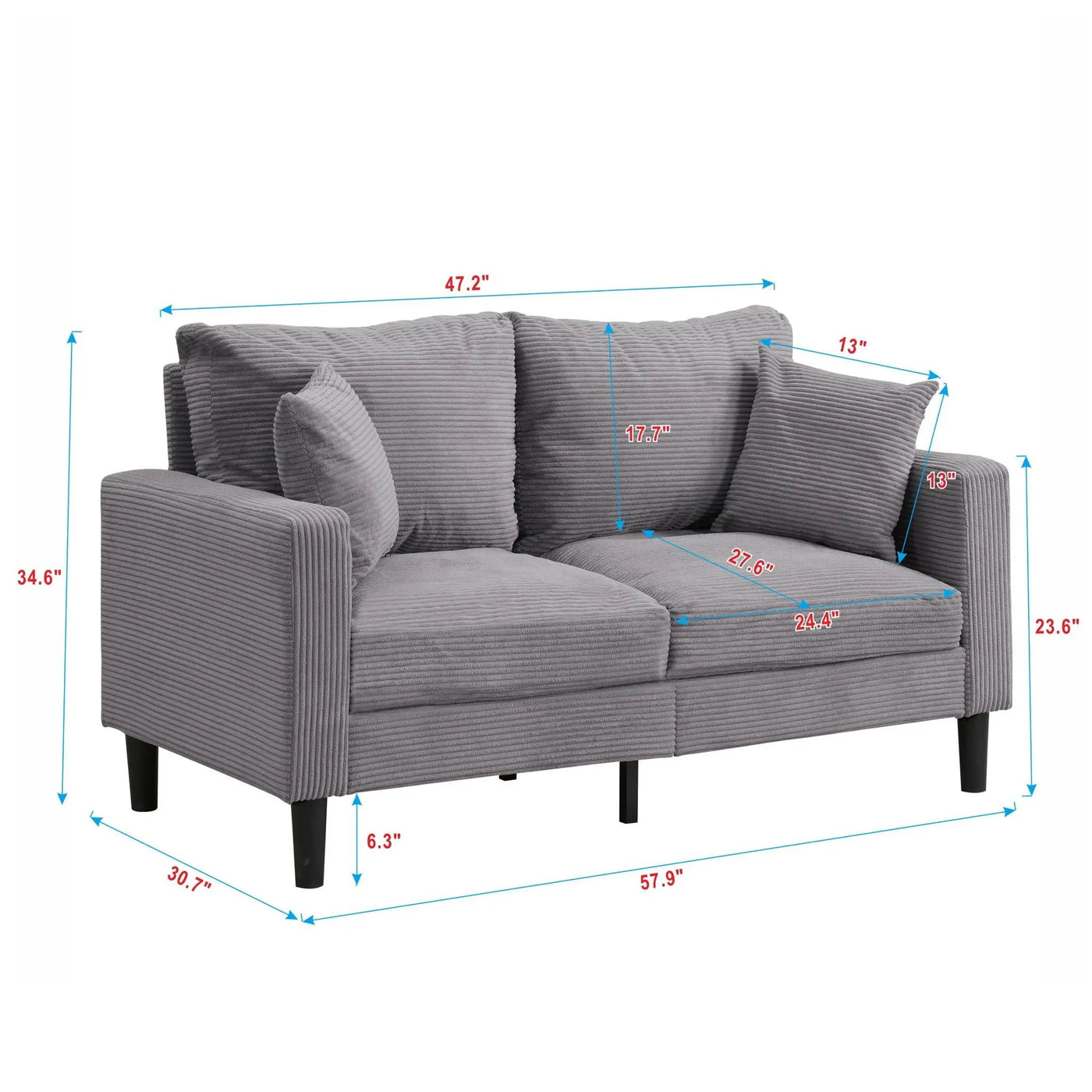 Modern Upholstered Loveseat Sofa, High Resilience by Unique Piece Furniture