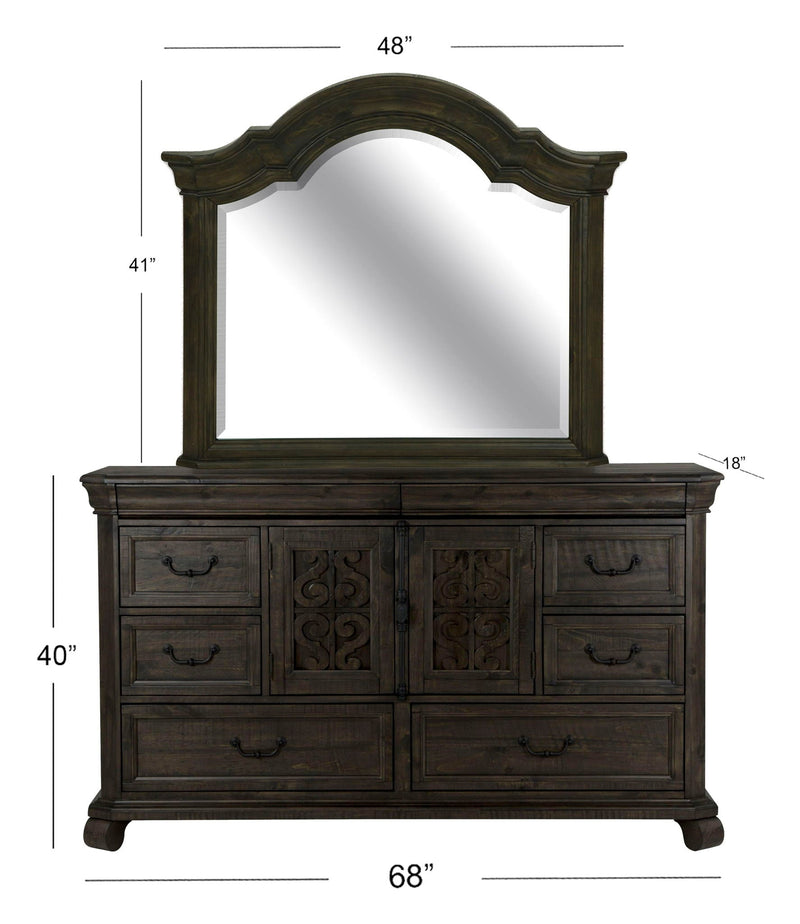 Bellamy - Drawer Dresser With Shaped Mirror - Peppercorn, photo 2 of 7