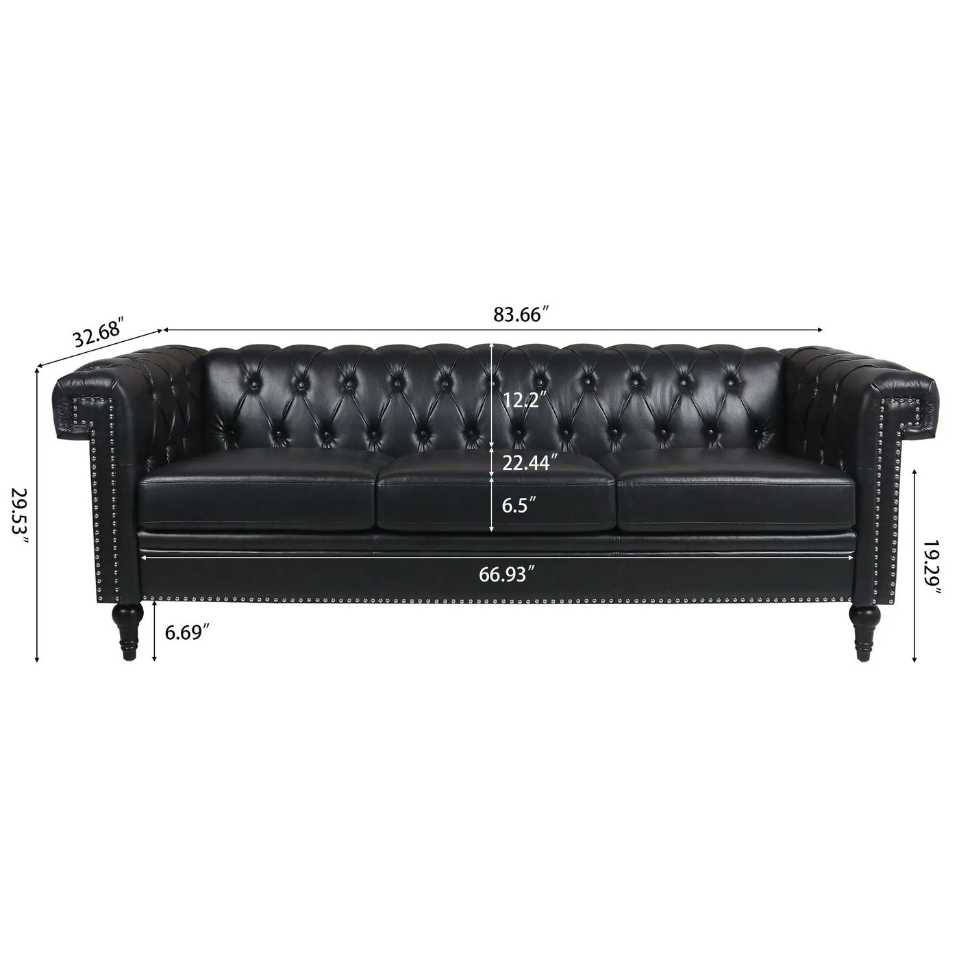 Traditional Square Arm Removable Cushion 3 Seater Sofa by HouseOfZazla
