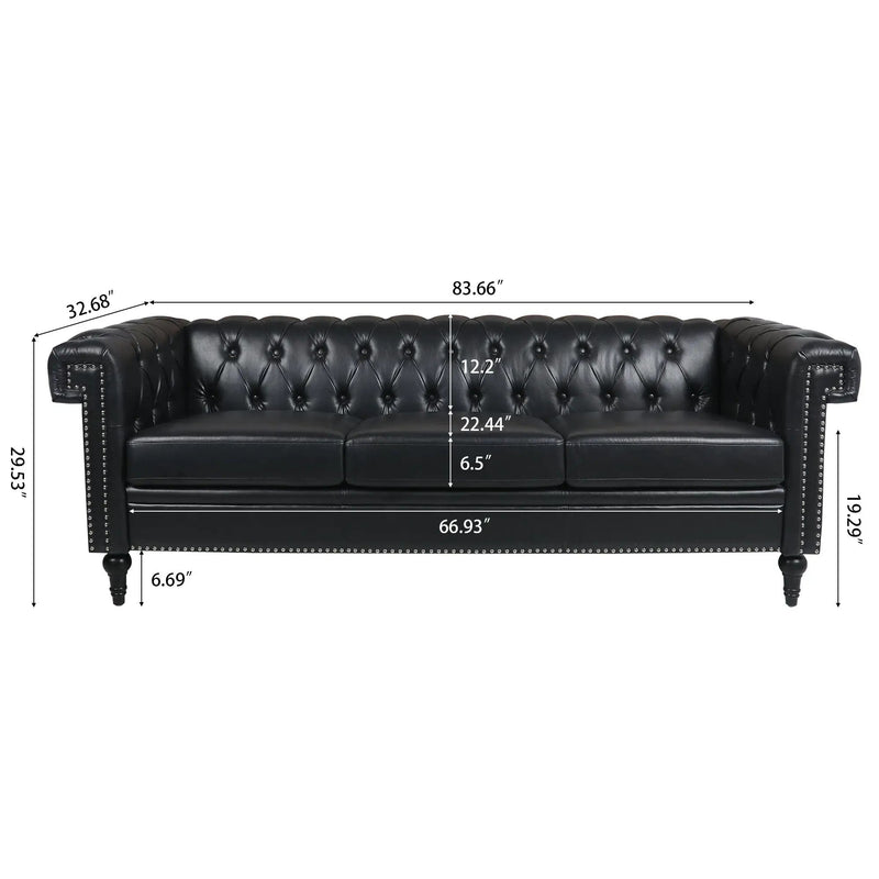 Traditional Square Arm Removable Cushion 3 Seater Sofa by Unique Piece Furniture