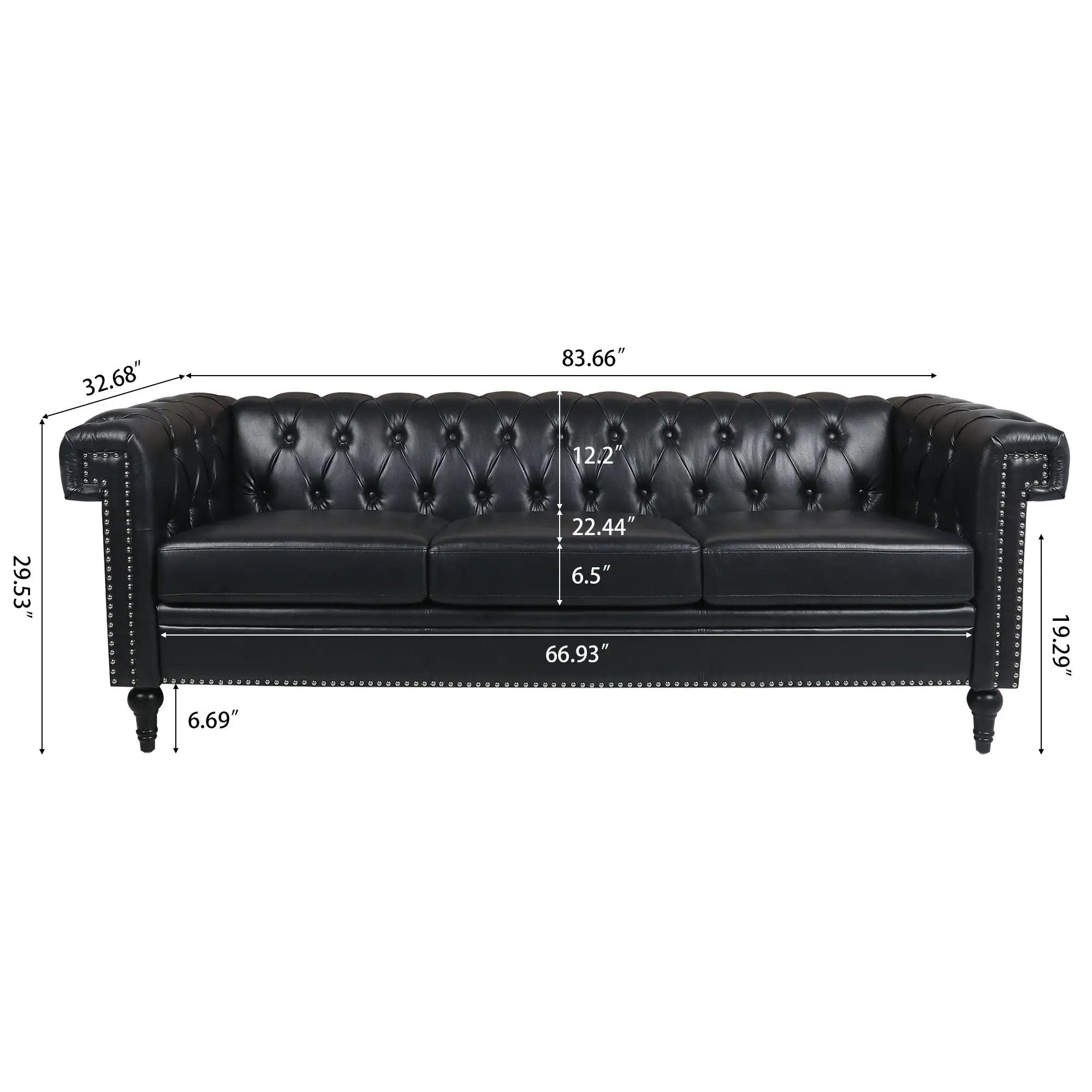Traditional Square Arm Removable Cushion 3 Seater Sofa by HouseOfZazla