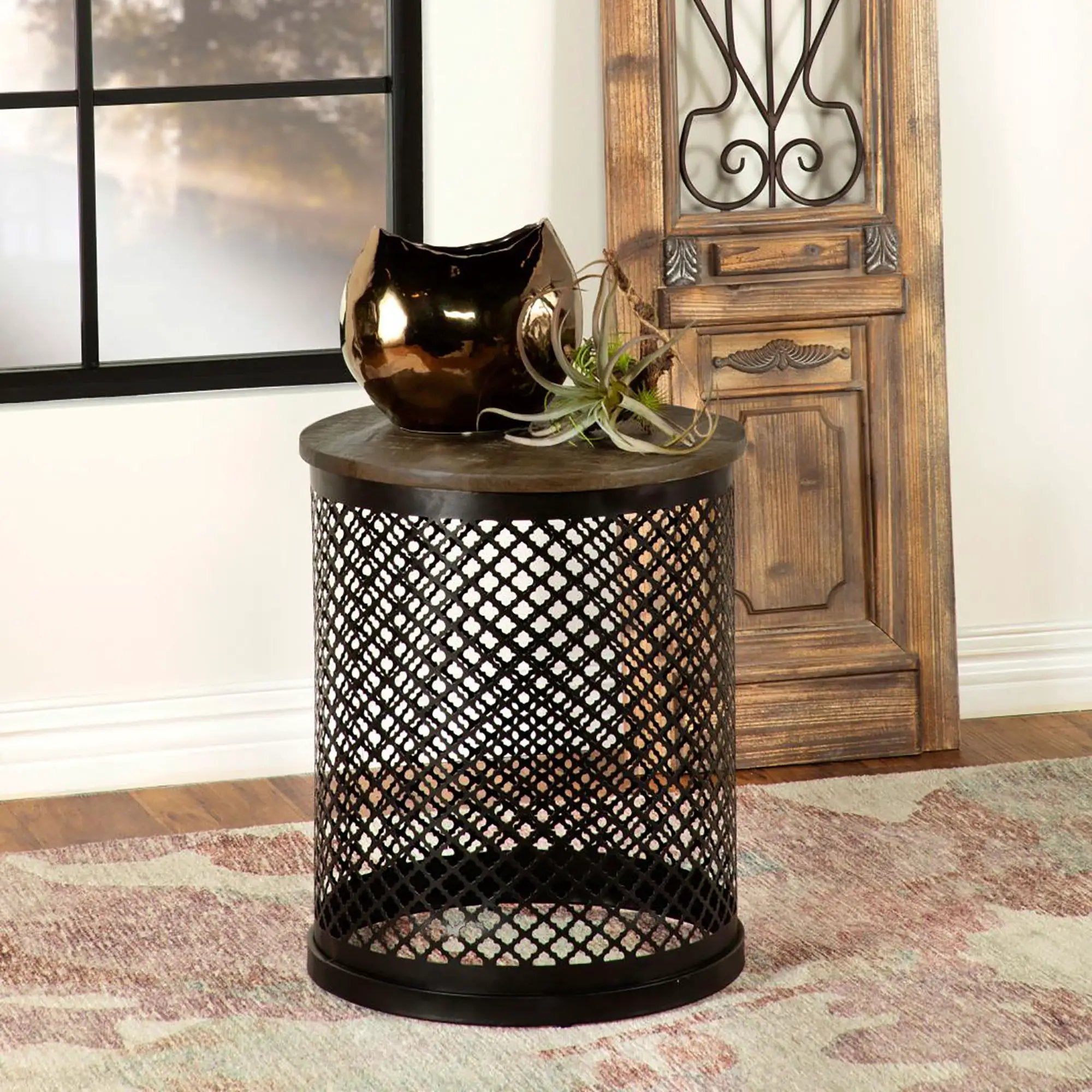 Drum Base Accent Table - Brown by HouseOfZazla