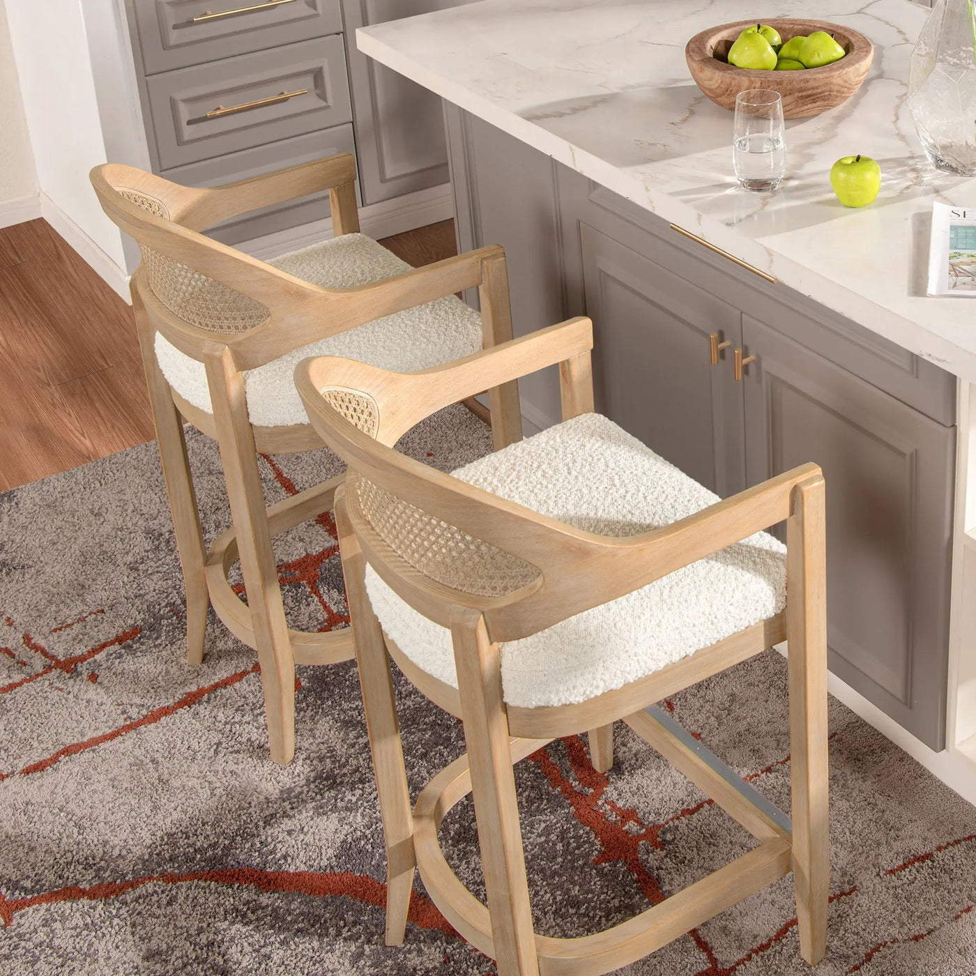 Americana - Mid-Century Modern Cane Back Counter Stool by Unique Piece Furniture