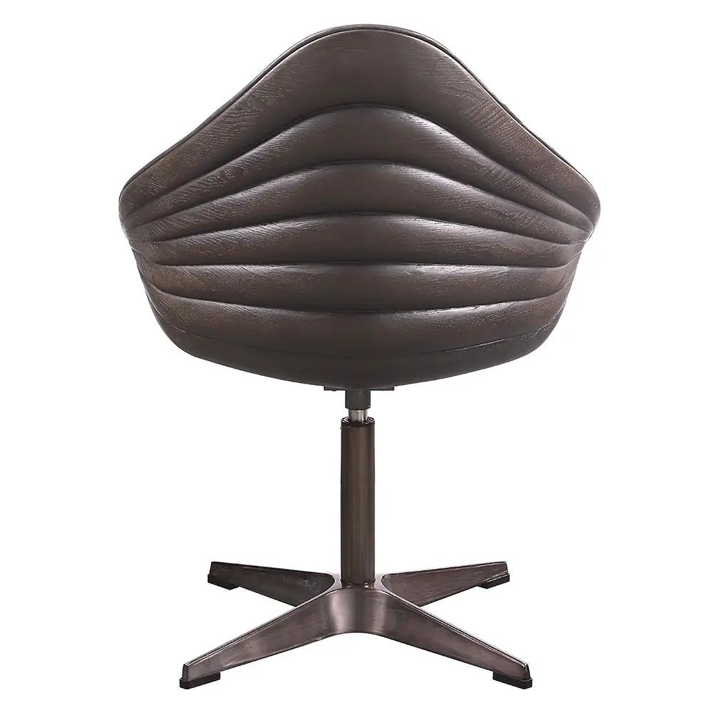 Pipino - Accent Chair With Swivel - Antique Ebony Top Grain Leather by Unique Piece Furniture