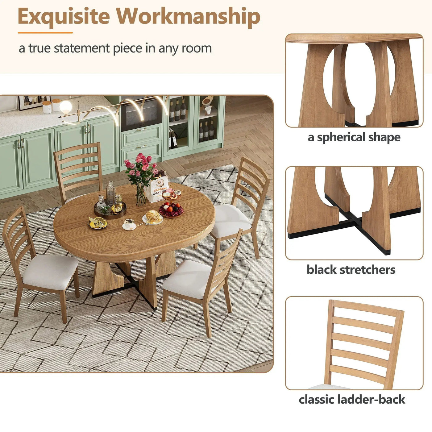 Round Dining Table Set For 4 With Chairs by HouseOfZazla