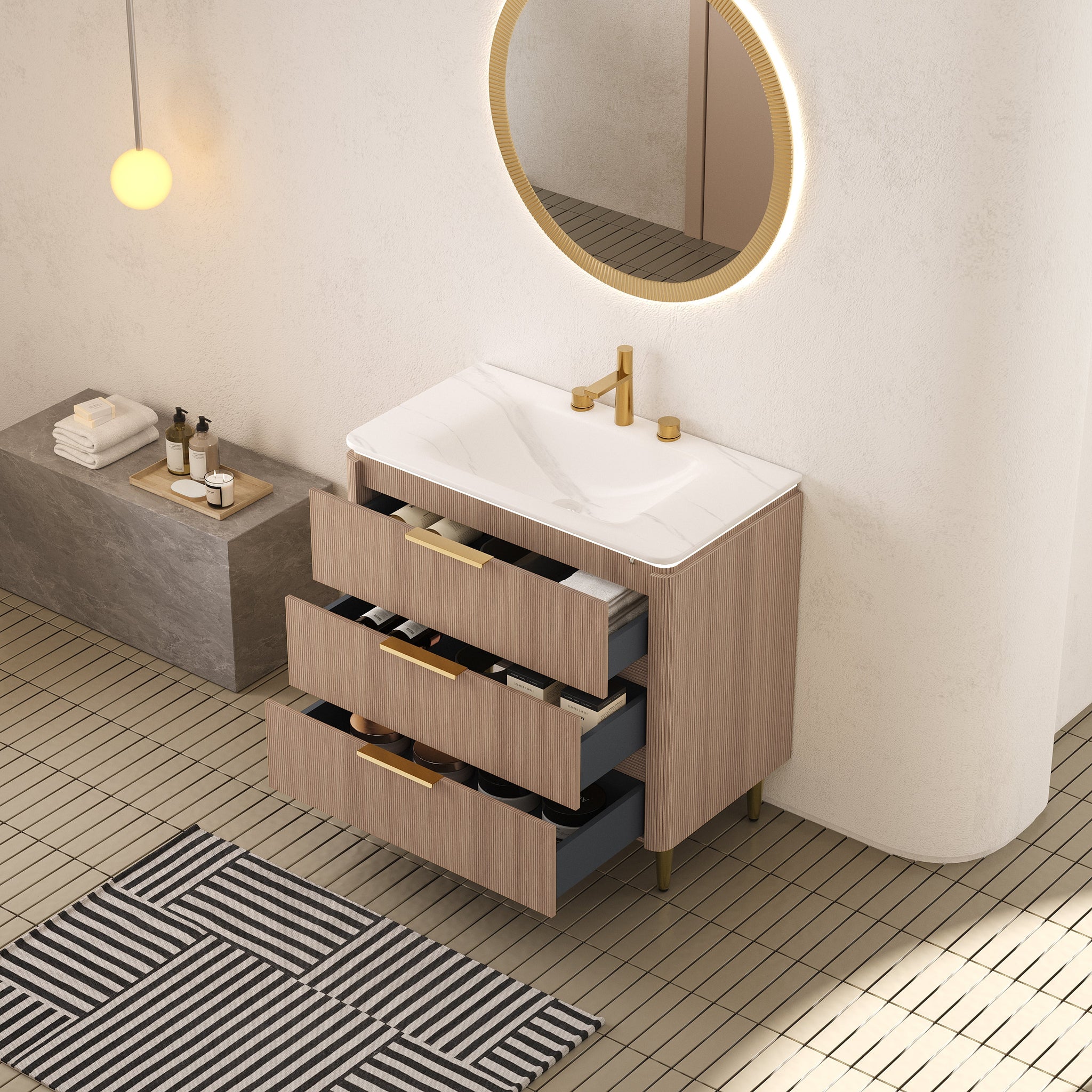 Amara 36'' Bathroom Vanity & Sink, Carrara by HouseOfZazla