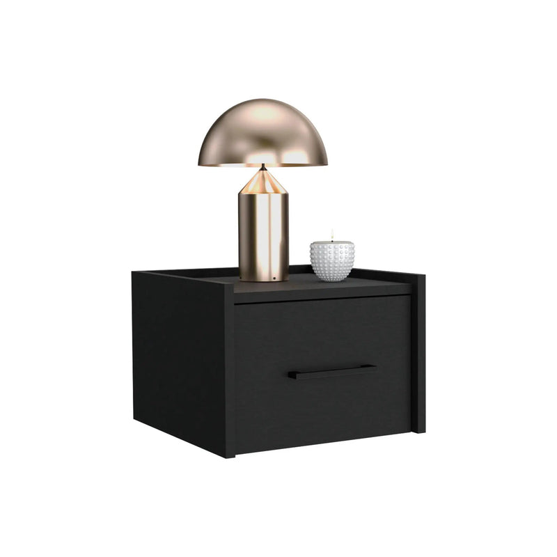 Floating Nightstand, Space Saving Design With Handy Drawer And Surface - Black by Unique Piece Furniture