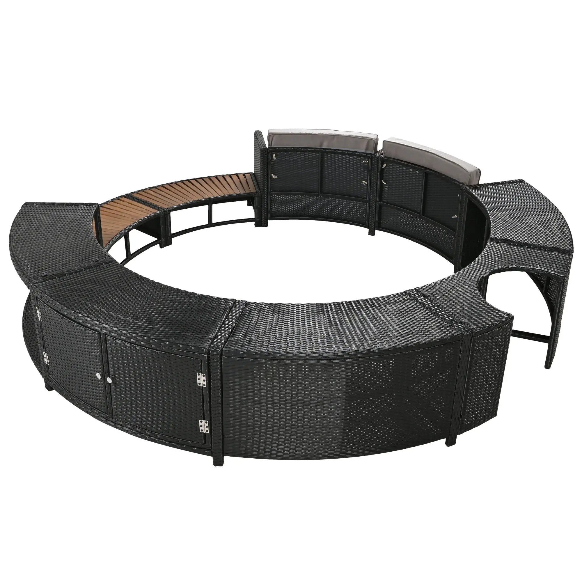 Spa Surround Spa Frame Patio Rattan Sofa Set With Storage Spaces, Mini Sofa And Comfortable Cushion For Patio, Backyard by HouseOfZazla