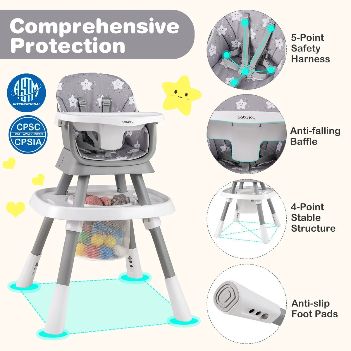 16-in-1 Baby High Chair with Activity Center and Booster Seat for Babies and Toddlers, photo 14 of 32
