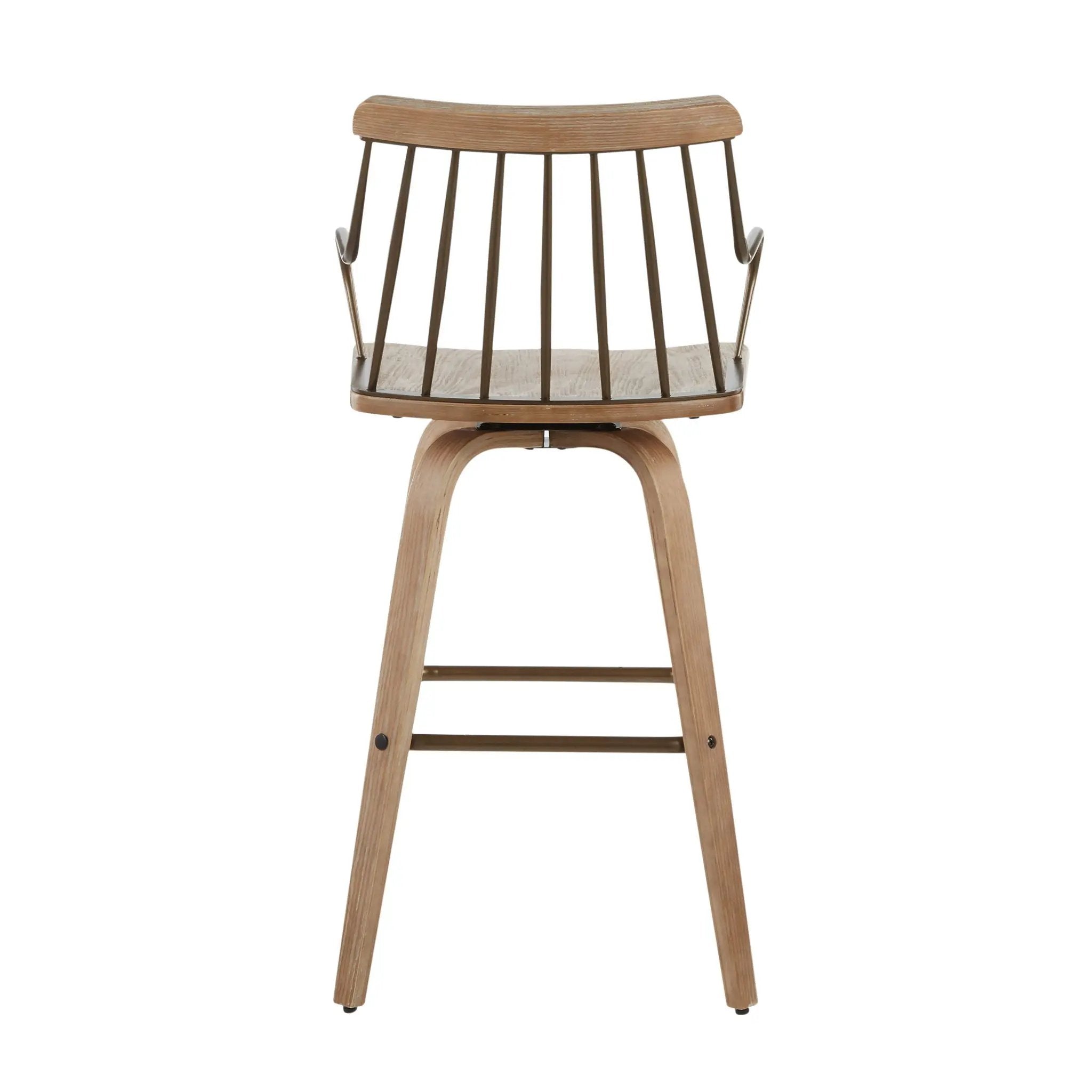 Preston - Farmhouse Counter Stool - White Washed / Antique Copper by HouseOfZazla