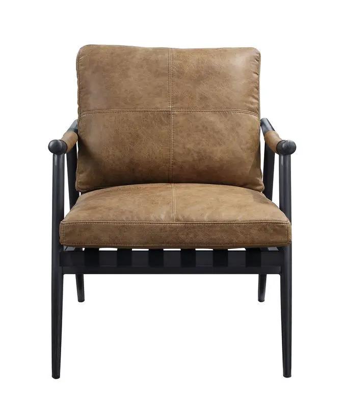 Anzan - Accent Chair - Berham Chestnut Top Grain Leather & Matt Iron by Unique Piece Furniture