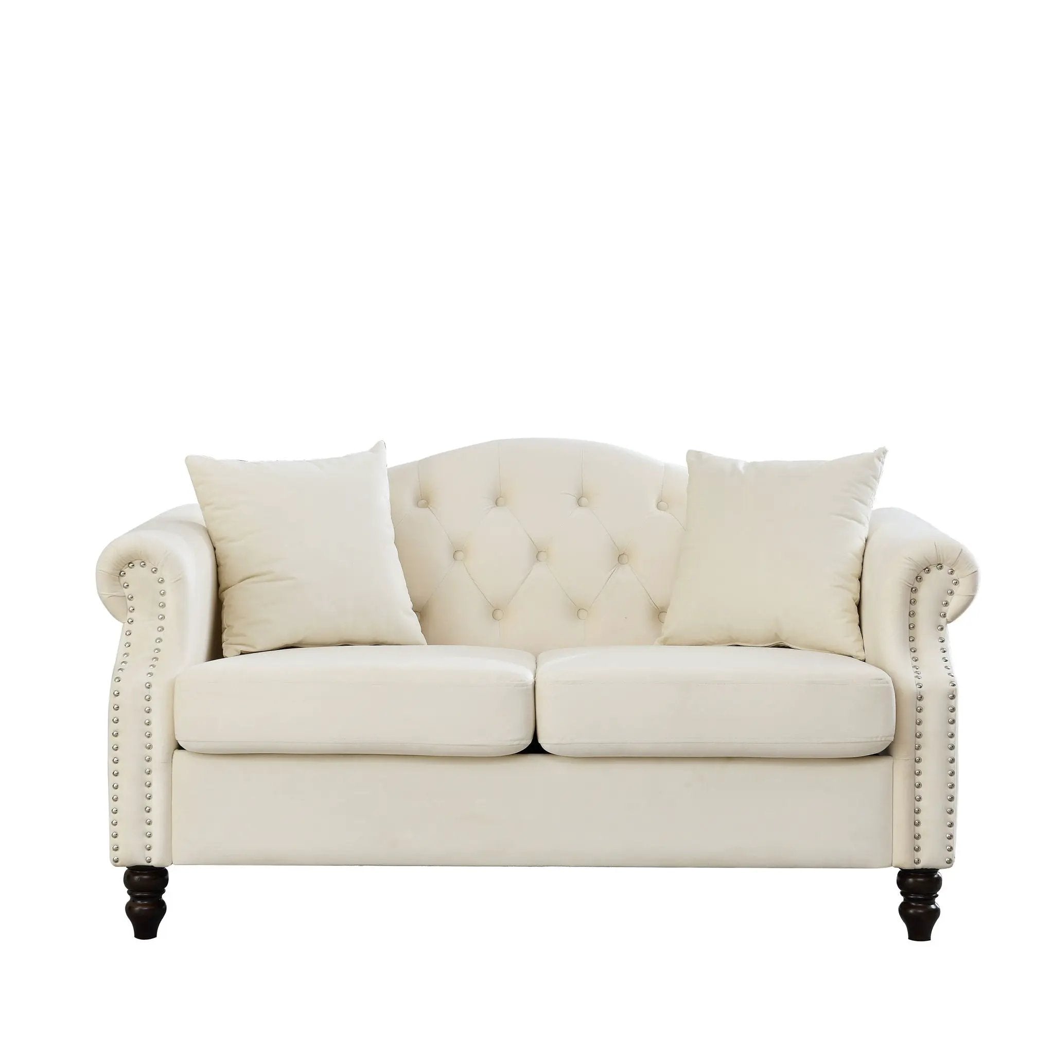 2 Seater Chesterfield Sofa With Rolled Arms And Nailhead Trim For Living Room by HouseOfZazla