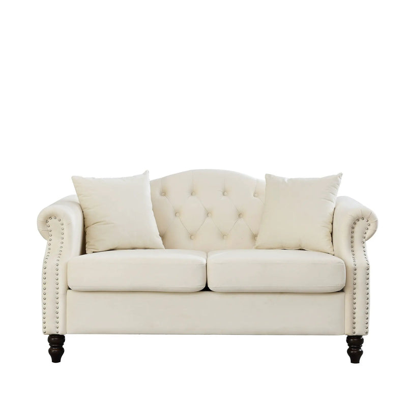 2 Seater Chesterfield Sofa With Rolled Arms And Nailhead Trim For Living Room by HouseOfZazla