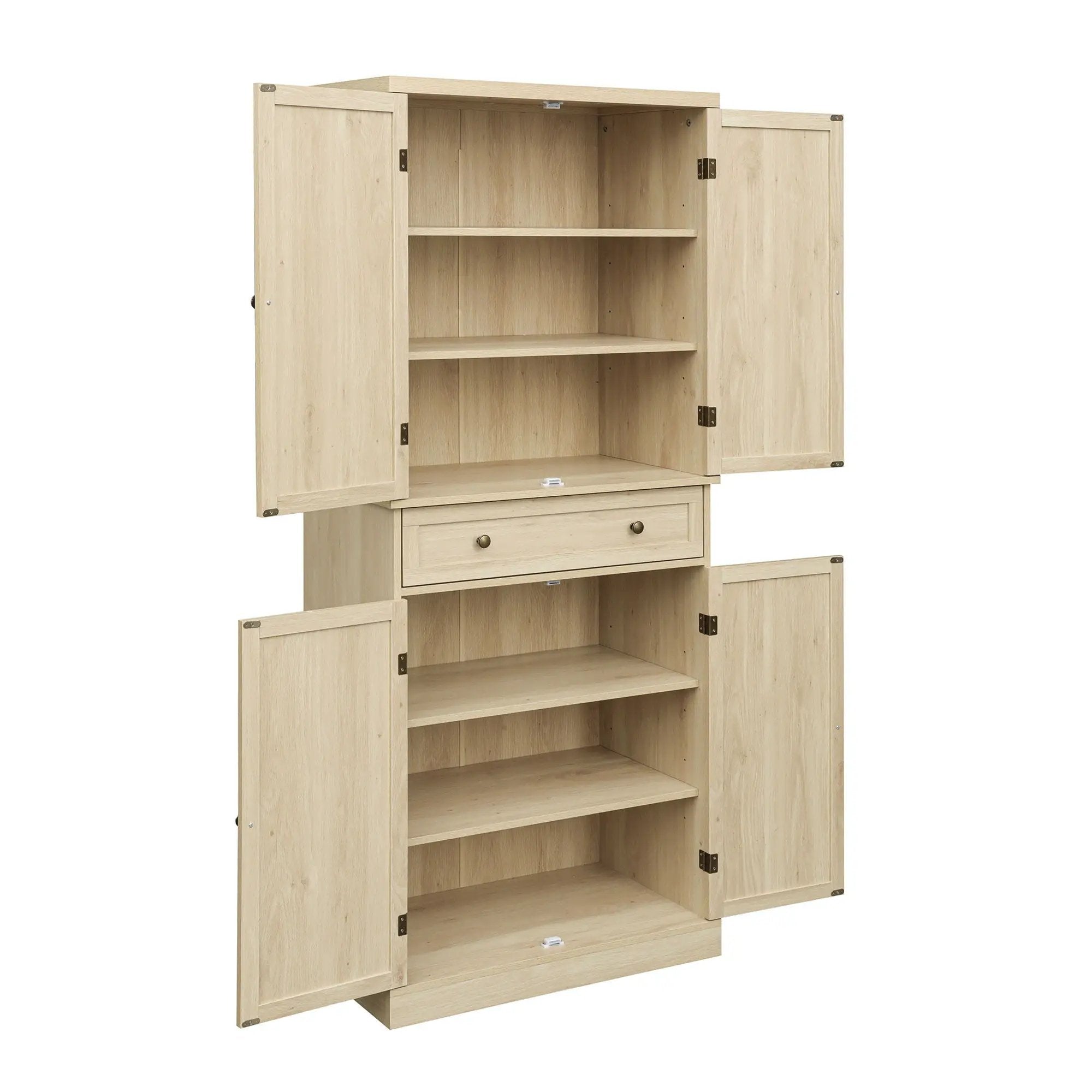 4 Door Storage Cabinet With 1 Drawer And 4 Adjustable Inner Shelves - Natural by HouseOfZazla