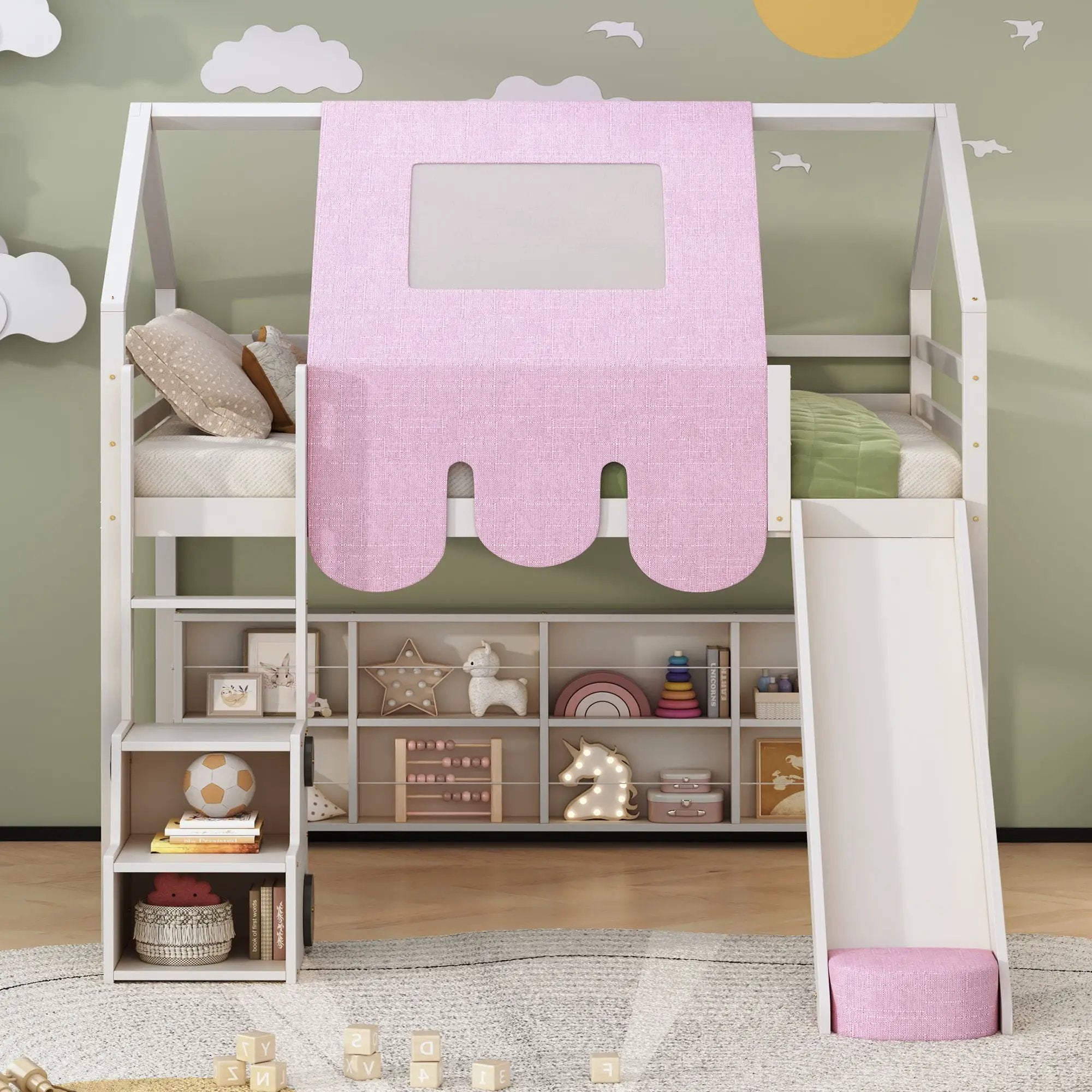 Loft Bed With House Shaped Frame And Tent by HouseOfZazla