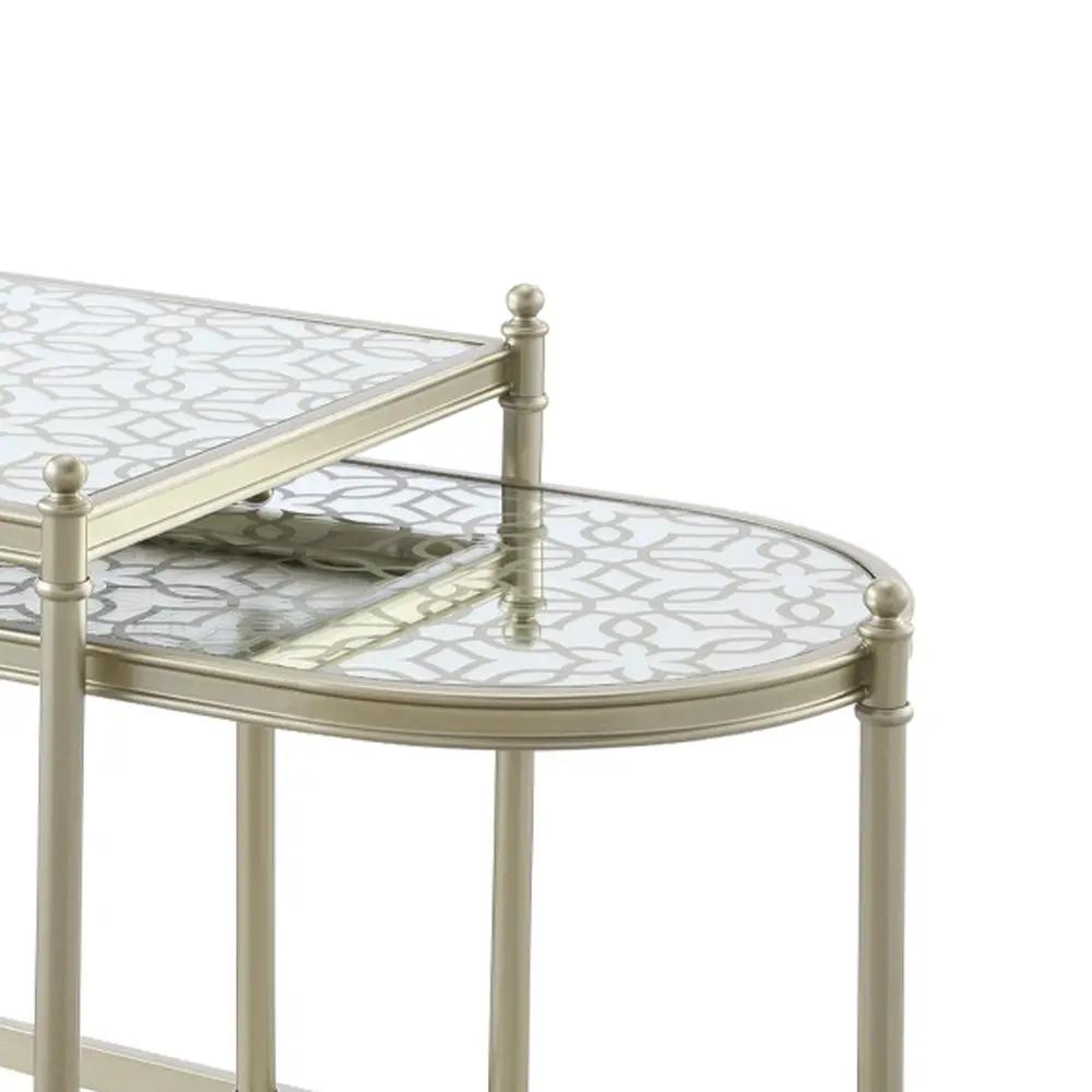 Zaba - Nesting Table - Glass Top & Silver by Unique Piece Furniture