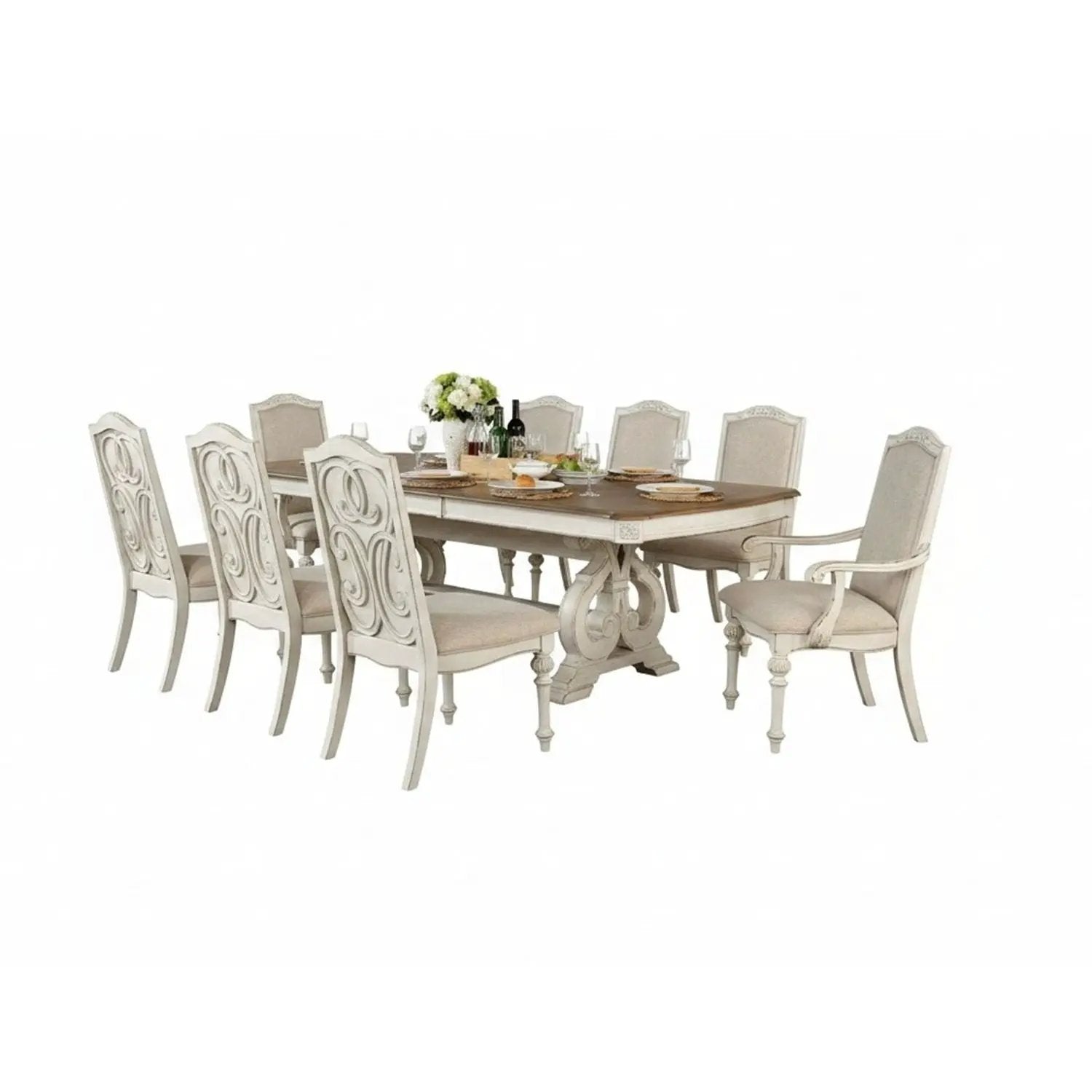 Rustic Dining Set With Table And Upholstered Chairs by Unique Piece Furniture