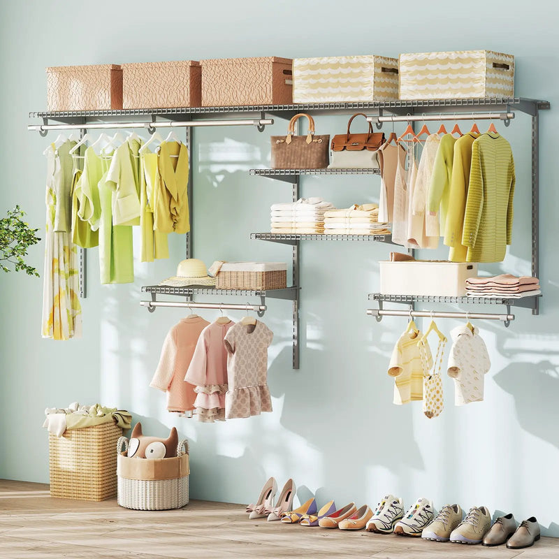 4-8 Feet Closet Organizers and Storage System with Hanging Rod for Laundry Bedroom by DirectDeals