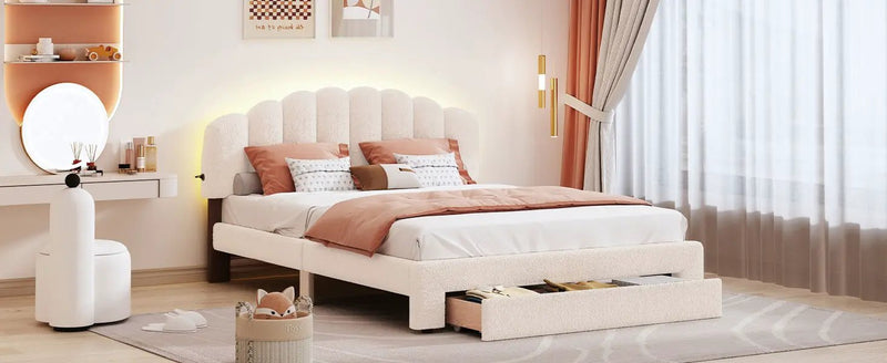 Upholstered Platform Bed With Drawer by HouseOfZazla