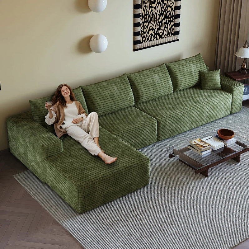 135" Cloud Sectional Couch with L-Shape Chaise by HouseOfZazla