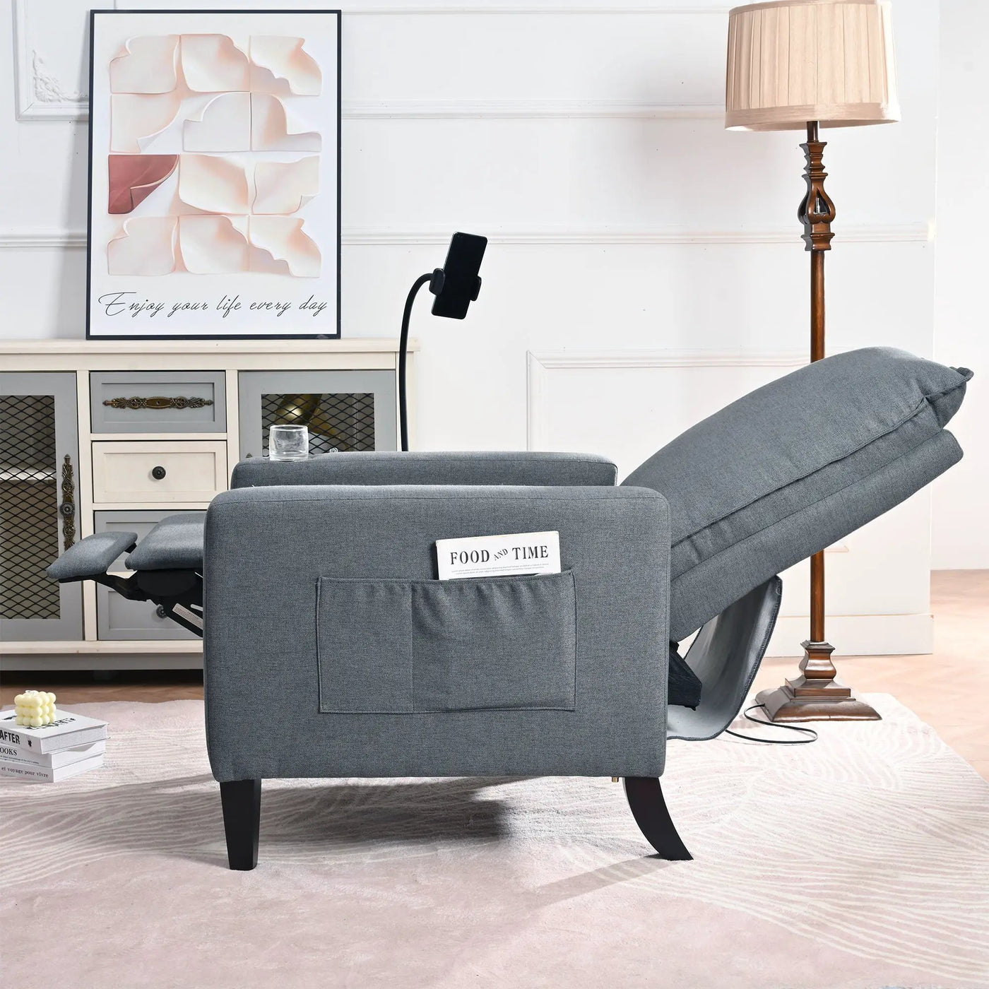 Recliner Chairs For Adults, Adjustable Recliner Sofa With Mobile Phone Holder & Cup Holder, Modern Reclining Chairs Fabric Push Back Recliner Chairs For Living Room, Bedroom by HouseOfZazla