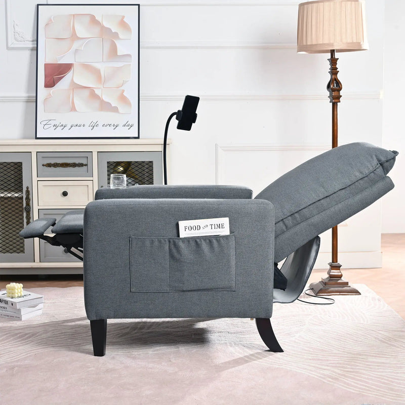 Recliner Chairs For Adults, Adjustable Recliner Sofa With Mobile Phone Holder & Cup Holder, Modern Reclining Chairs Fabric Push Back Recliner Chairs For Living Room, Bedroom by HouseOfZazla