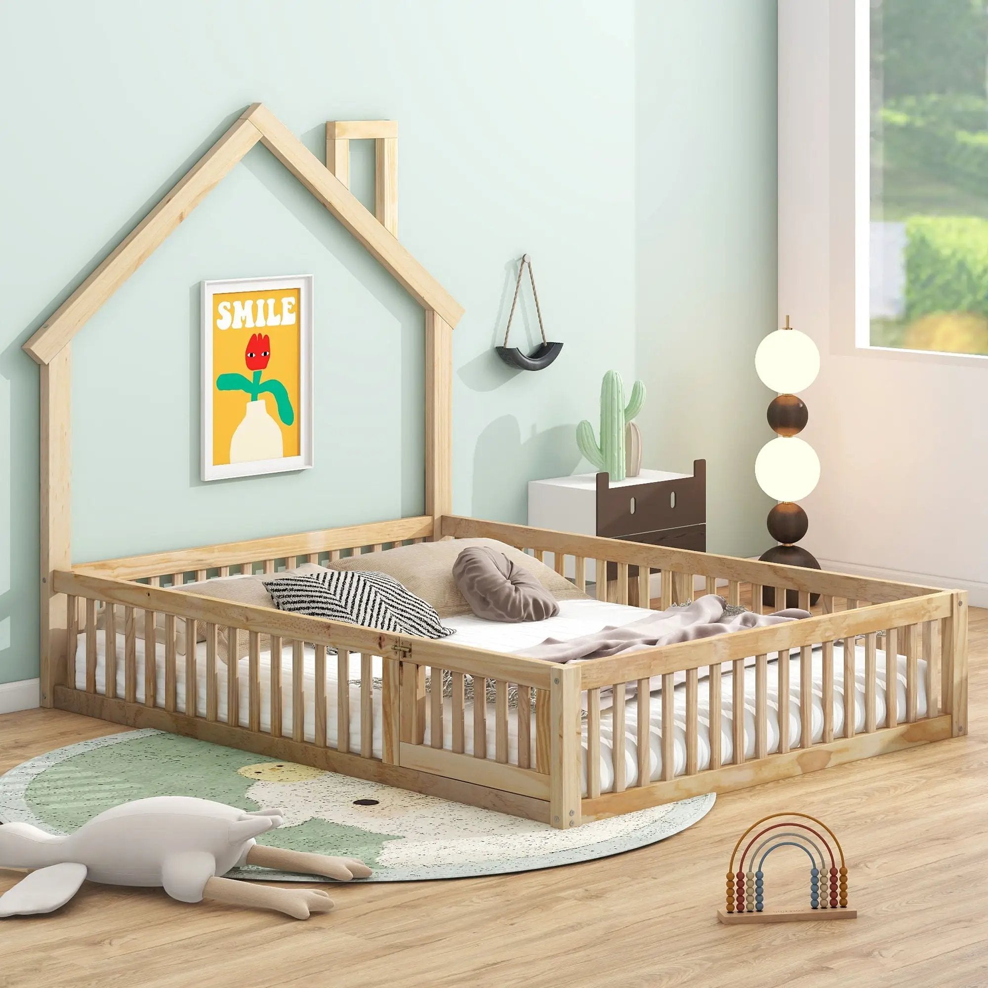 House Platform Bed With Guardrail by Unique Piece Furniture