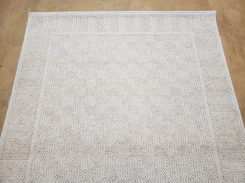 3x5 Karastan Rug Chaumiere Collection, Kara-Loc, Design #291/9866, Creme Color, Textured Squares II Patern, 3'6" x 5' 3" Carpet by Jewel Rugs